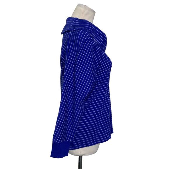 Rafaella blue striped long sleeves cowl neck sweater size Medium - Picture 7 of 8